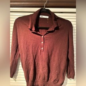 3/4 length sleeve maroon sweater
